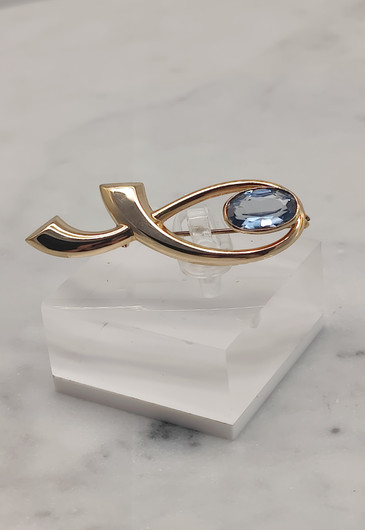 Vintage topaz gold brooch