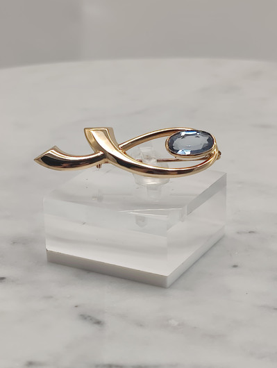 Vintage topaz gold brooch