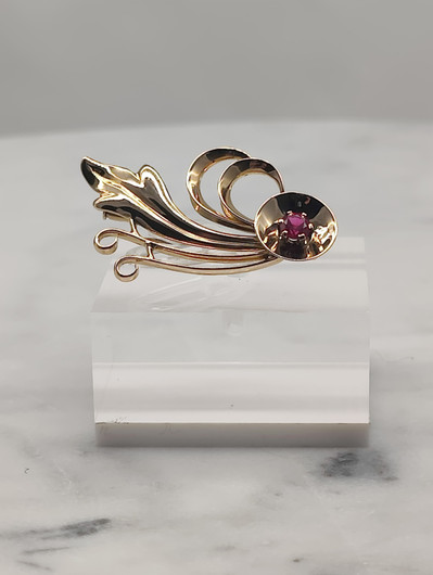 Vintage 14ct  kultainen  rubiini rintakoru suunittelija Eino Westerback 