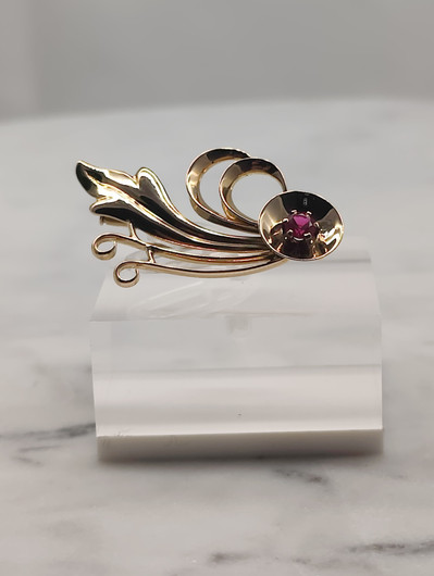 Vintage 14ct  kultainen  rubiini rintakoru suunittelija Eino Westerback 