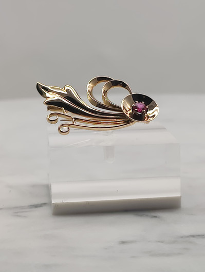 Vintage 14ct  kultainen  rubiini rintakoru suunittelija Eino Westerback 