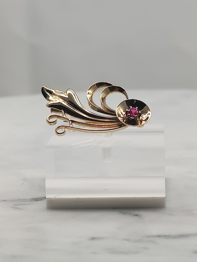 Vintage 14ct  kultainen  rubiini rintakoru suunittelija Eino Westerback 