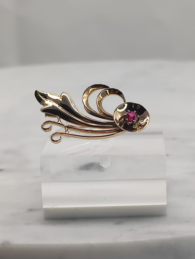 Vintage 14ct  kultainen  rubiini rintakoru suunittelija Eino Westerback 