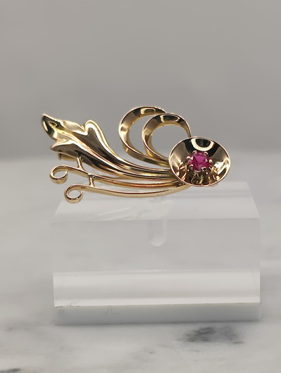Vintage 14ct  kultainen  rubiini rintakoru suunittelija Eino Westerback 