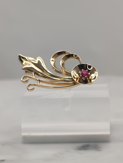 Vintage 14ct  kultainen  rubiini rintakoru suunittelija Eino Westerback 