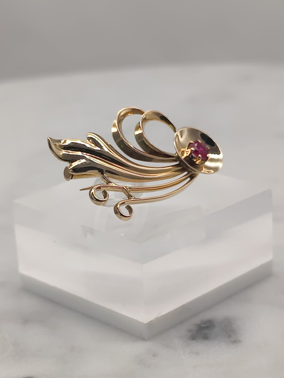 Vintage 14ct  kultainen  rubiini rintakoru suunittelija Eino Westerback 