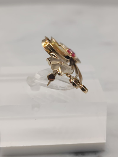 Vintage 14ct  kultainen  rubiini rintakoru suunittelija Eino Westerback 