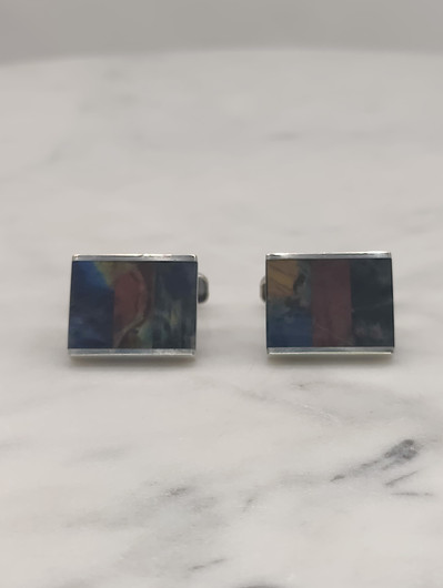 Vintage silver cufflinks with spectrolite