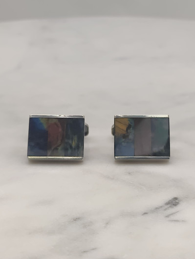 Vintage silver cufflinks with spectrolite