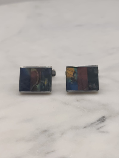 Vintage silver cufflinks with spectrolite