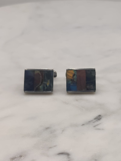 Vintage silver cufflinks with spectrolite