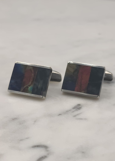 Vintage silver cufflinks with spectrolite