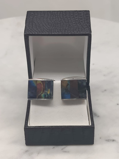 Vintage silver cufflinks with spectrolite
