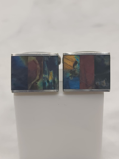 Vintage silver cufflinks with spectrolite
