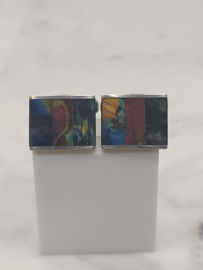 Vintage silver cufflinks with spectrolite