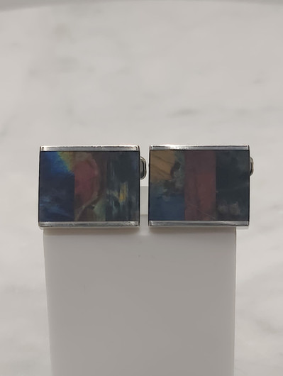 Vintage silver cufflinks with spectrolite