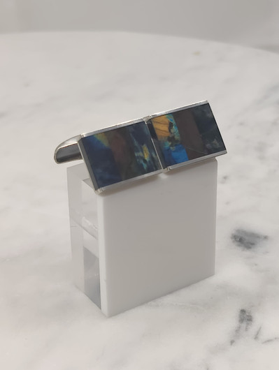 Vintage silver cufflinks with spectrolite