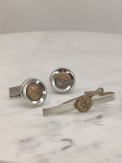 Vintage silver tie pin and cufflinks set