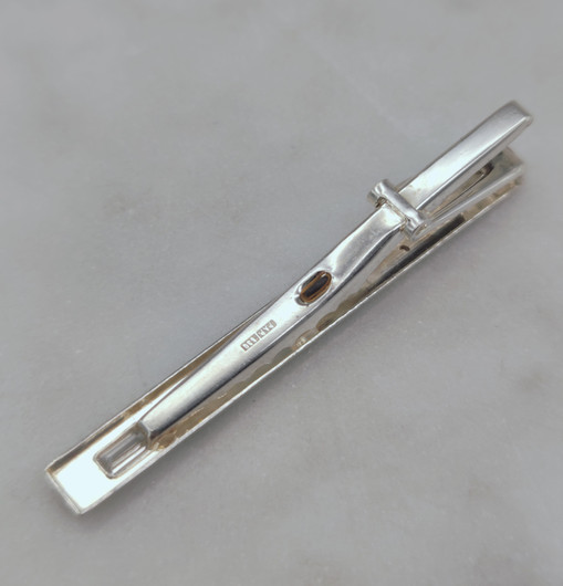 Vintage silver tie pin with stone