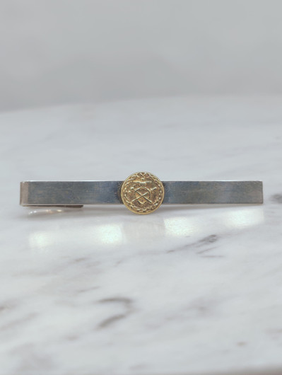 Vintage hopeinen solmio / kravatti pidin 
