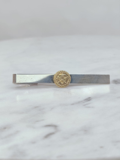 Vintage hopeinen solmio / kravatti pidin 