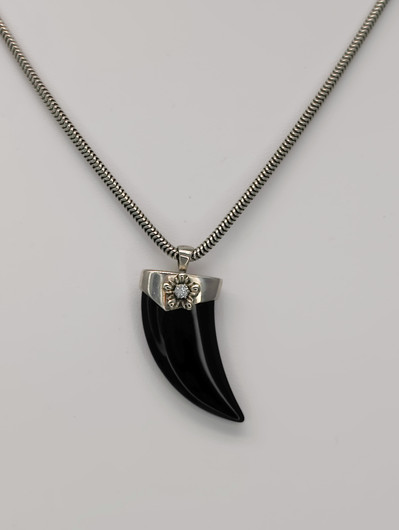 Vintage silver pendant with chain and stone