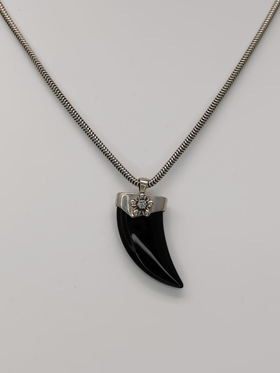 Vintage silver pendant with chain and stone