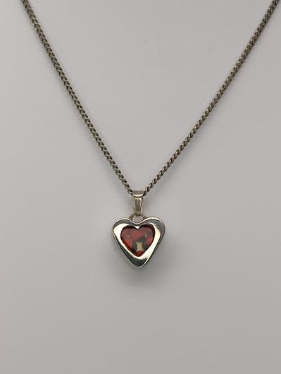 Vintage silver heart shaped pendant with chain