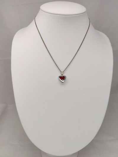 Vintage silver heart shaped pendant with chain