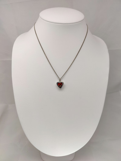 Vintage silver heart shaped pendant with chain
