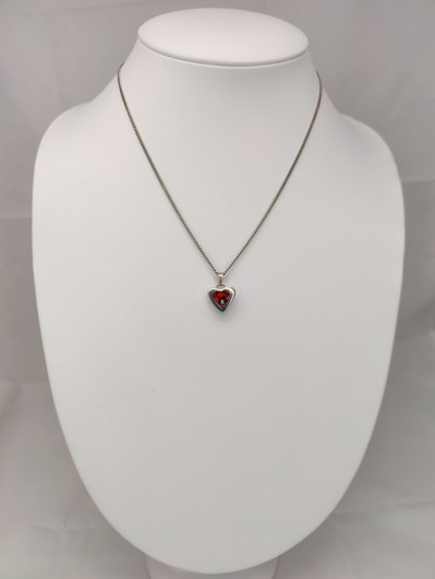 Vintage silver heart shaped pendant with chain