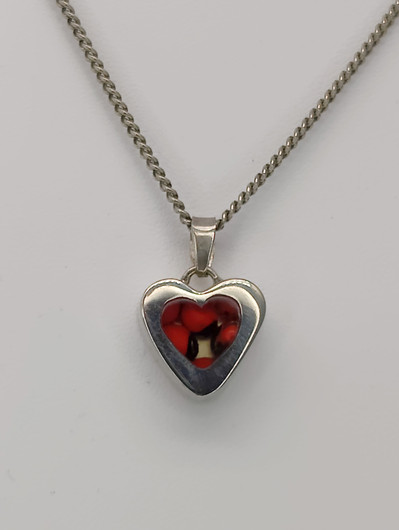 Vintage silver heart shaped pendant with chain