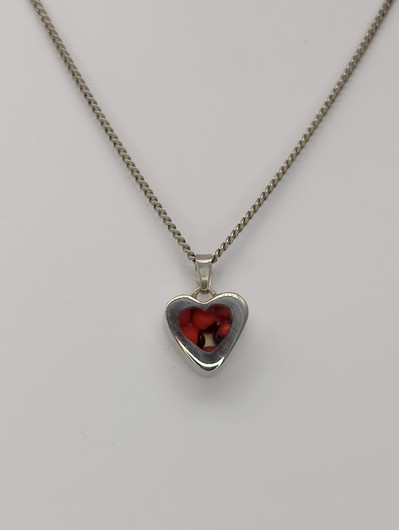 Vintage silver heart shaped pendant with chain