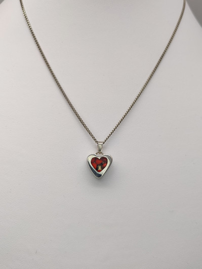 Vintage silver heart shaped pendant with chain