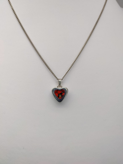 Vintage silver heart shaped pendant with chain