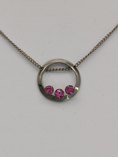 Vintage silver pendant with chain and sapphires