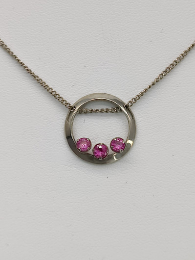 Vintage silver pendant with chain and sapphires