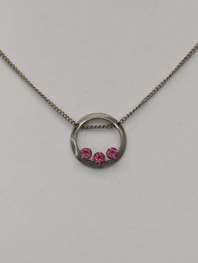 Vintage silver pendant with chain and sapphires