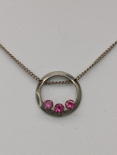 Vintage silver pendant with chain and sapphires