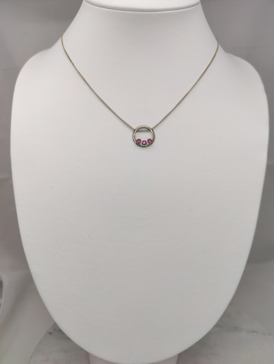 Vintage silver pendant with chain and sapphires