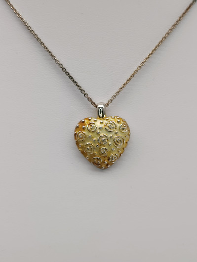 Vintage silver set of pendant with chain and earrings