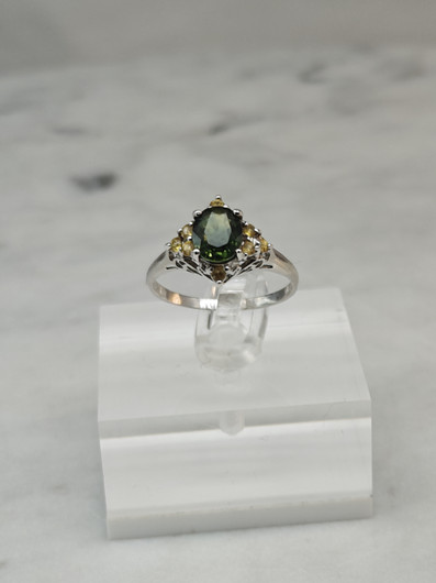 Vintage 10ct  kultainen  safiiri sormus 