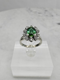 Vintage tourmaline 14ct white gold ring with diamonds / Tillander 1970 unique