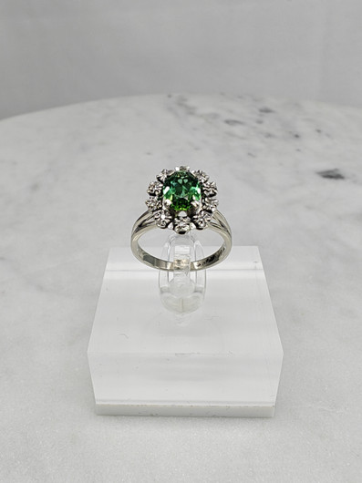 Vintage tourmaline 14ct white gold ring with diamonds / Tillander 1970 unique