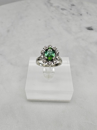Vintage tourmaline 14ct white gold ring with diamonds / Tillander 1970 unique