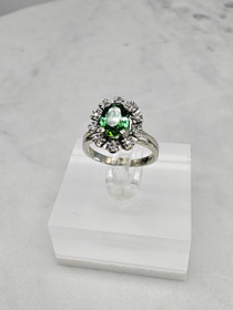 Vintage tourmaline 14ct white gold ring with diamonds / Tillander 1970 unique