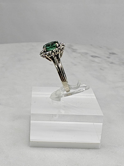 Vintage tourmaline 14ct white gold ring with diamonds / Tillander 1970 unique