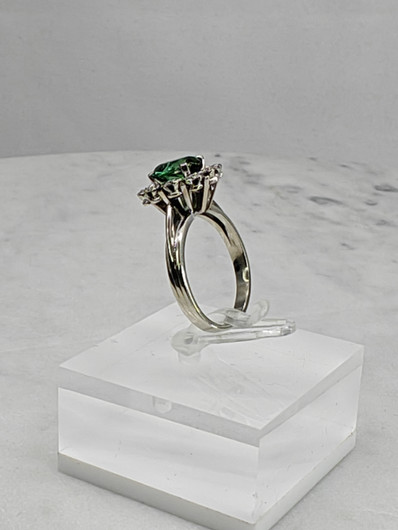 Vintage tourmaline 14ct white gold ring with diamonds / Tillander 1970 unique