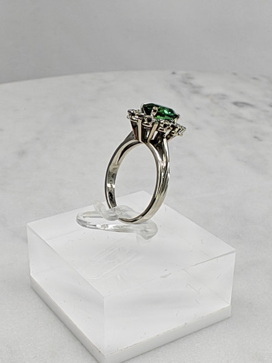 Vintage tourmaline 14ct white gold ring with diamonds / Tillander 1970 unique