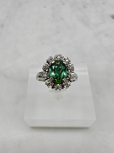 Vintage tourmaline 14ct white gold ring with diamonds / Tillander 1970 unique